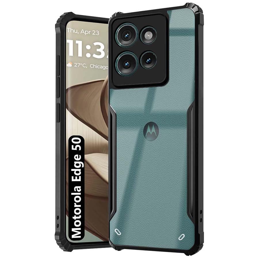 Fashionury Shockproof Crystal Clear Back Cover Case for Motorola Edge 50 5G | Protective Design | 360 Degree Protection | Transparent Back Cover Motorola Edge 50 5G (Black Bumper) (B0DF7PQ4MY) Amazon Price History, Amazon Price Tracker