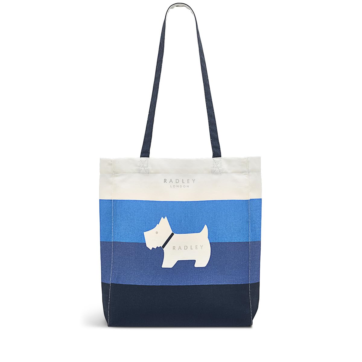 London Womens Girls Heritage Dog Stripe - Responsible - Small Canvas Tote Bag in Blues and White