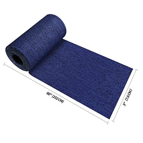 Image of King Mountain Premium Linen Fabric Iron-on Repair Patch, Inside&Outside Fabric Repair Patch, 3 inchx60 inch with Backing Glue Linen Repair Decorative Patch kit (Linen-3 inchx60 inch, Dark Blue)