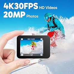 Akaso camera sport 4k etanche wifi action camera sportive ultra full hd stabilisateur avec telecommande ecran tactile 30fps angle reglable 131 pieds sous marine 2 batteries kit daccessoires v50x