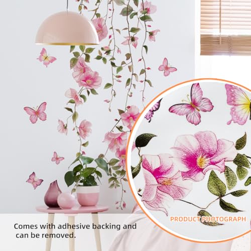 Vinilo Decorativo Floral Vinilo Rosa para Pared miniatura 4