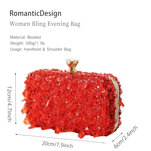 Image of RomanticDesign Women Bling Evening Bag Fashion Embroidered Beaded Sequin Clutch Cocktail Wedding Party Purse