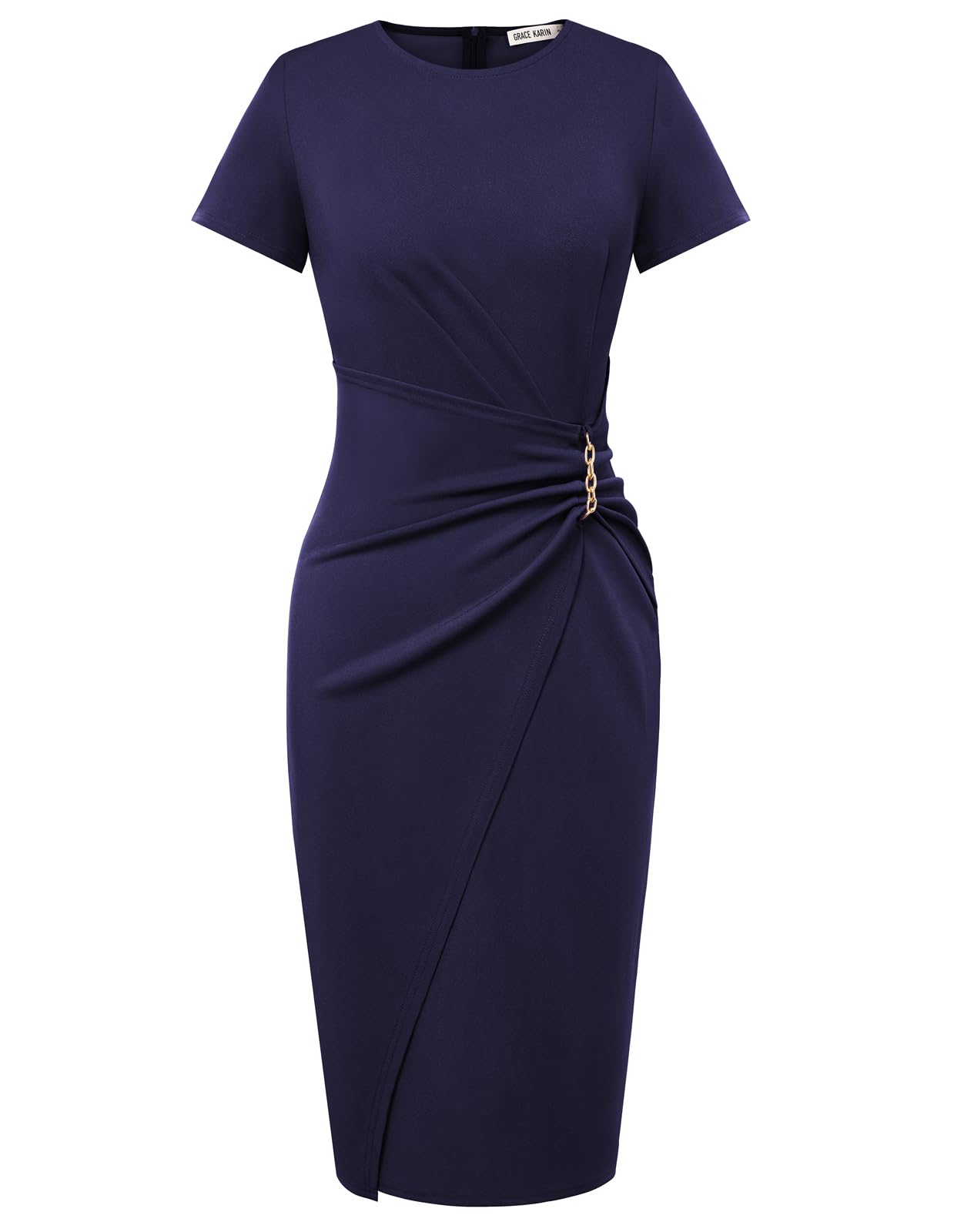 Work Dresses for Women 2026 Short Sleeve Sheath Business Midi Dress Ruched Bodycon Office Church Outfits