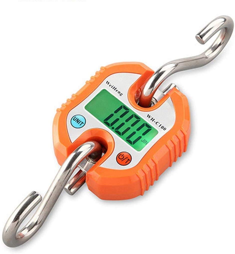 CASEGOElectronic Scale, Stainless Steel Hook, Electronic Crane Scale, Light and Portable, Easy To Operate (orange 100kg/50g) (Orange 100kg/50g)