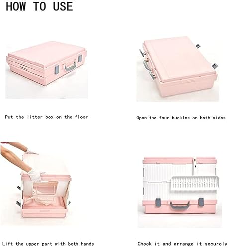 Miniatura 6 de ShengdiYage Caja de arena para gatos, cajas de arena plegables portátiles para gatos con cuchara de arena para gatos, bandeja de arena tipo cajón