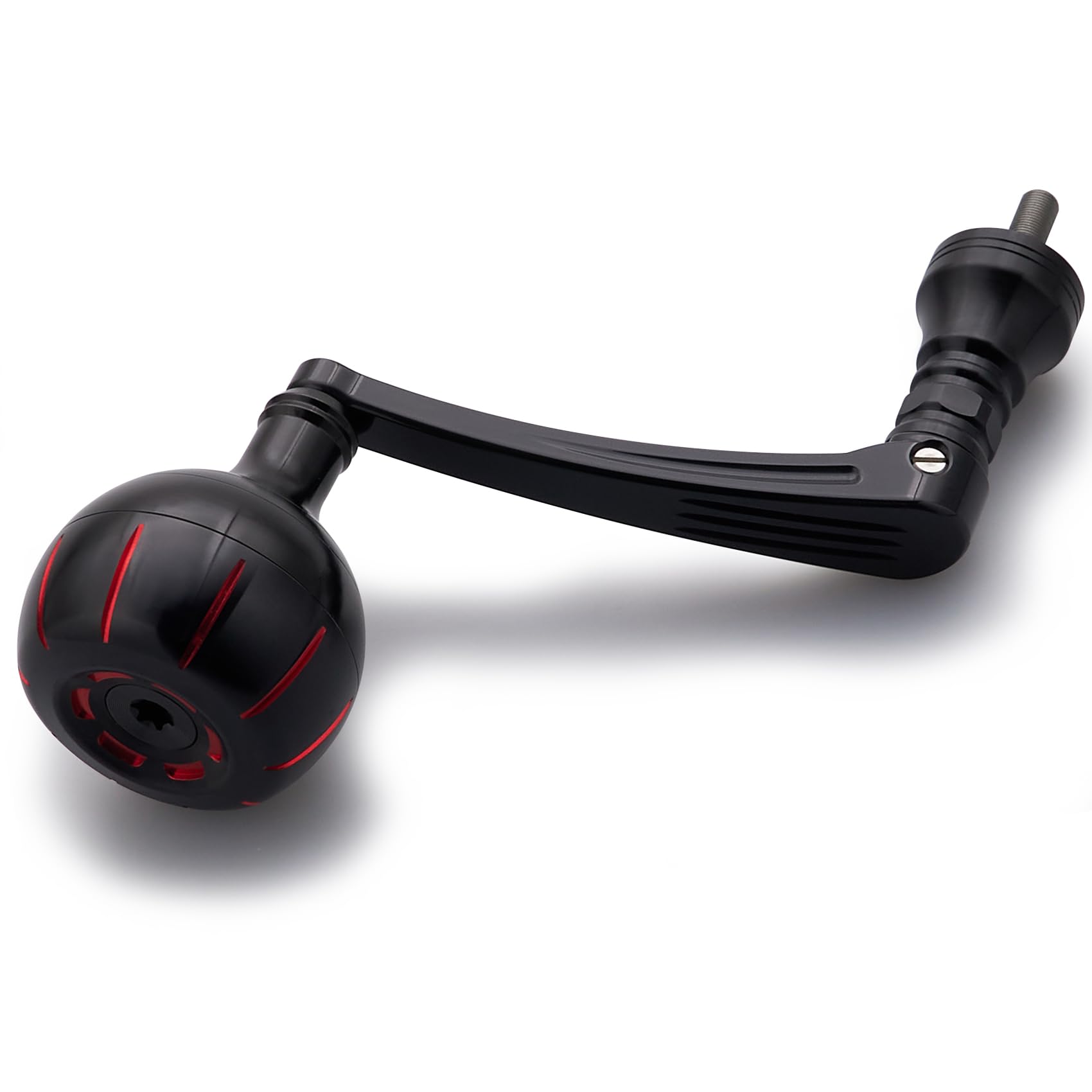 HEIGHTEN Fishing Reel Handle for Penn Spinfisher VI/Slammer III IV/Battle II III DX/Pursuit III IV/Fierce II III (Black & Red - 75mm Handle 42mm Knob, for Size 5500-6500 - CNC) (1201)