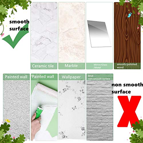 Ladybee7Les Wall Floating Shelves White 4Pcs Set, Self Adhesive Wall Shelf/Bathroom Makeup Wall Organizer/Wall Décor/No Drill Plastic Storage Bins, Multi-Sizes, Stickers Included #TOP6