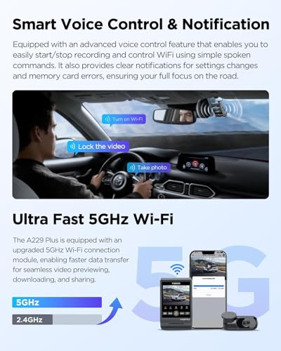 Image of VIOFO A229 Plus 2CH Front and Rear 2K+ 2K HDR 5GHZ WI-FI GPS Voice Control Dual Dash Camera with Sony STARVIS 2 Sensor
