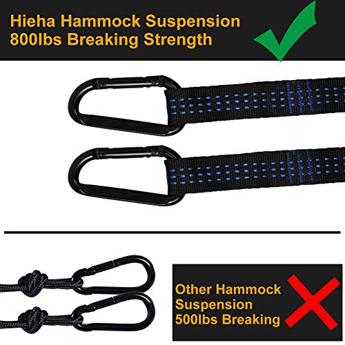 Hieha Camping Hammock - Single Parachute Hammock (2 Tree Straps & D-Shaped Carabiners 5+1 Loops/13ft Included) Lightweight Nylon Portable Hammock for Hiking, Travel, Backpacking, Beach, Yard Gear - Thumbnail 5