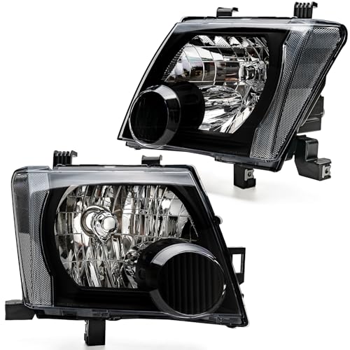 Black Housing Clear For 2005 2006 2007 2008 2009 2010 2011 2012 2013 2014 2015 Nissan Xterra Headlights Headlamp Assembly Compatible with 05-15 Xterra Head Lights Replacement L+ R