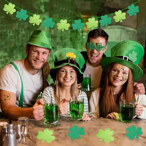 Image of St-Patricks Day Party-Decorations Shamrock Garland - 40ft Green Streamers Paper Banner, Saint Patty's Lucky Clover Spring Hanging Decor Hugfond