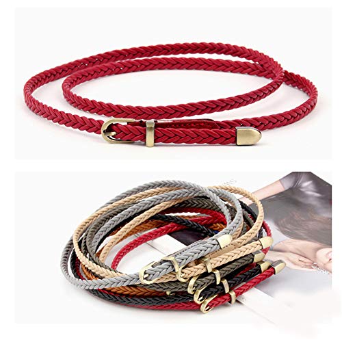 Andongnywell Women Braided Waist Belt for Dress Ladies Braided Belt Leather for Jeans Buckle Waistband4