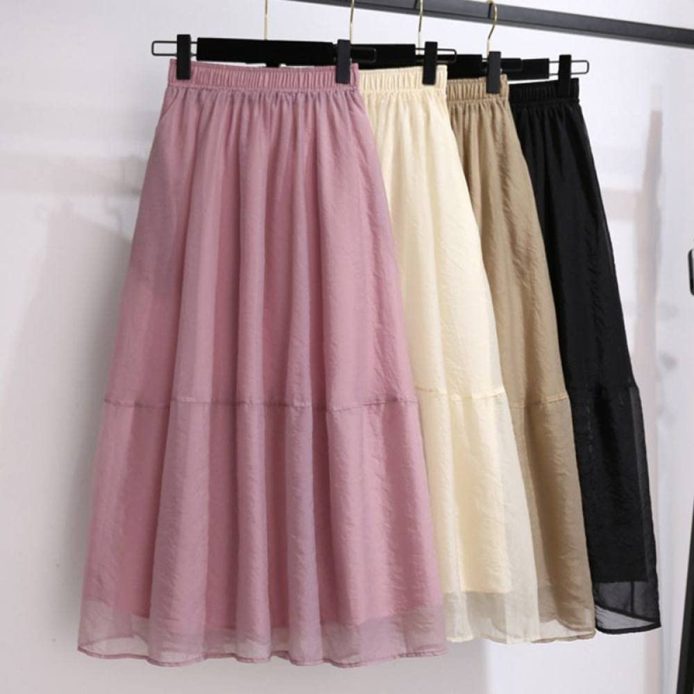 Röcke Damen,Damen Maxirock Rosa Elastischer High Waist Splicing Plissee Mesh Tüllrock A-Linie Swing Geraffte Geschichtete Flauschige Elegante Lange Röcke Für Mädchen Damen, 3XL