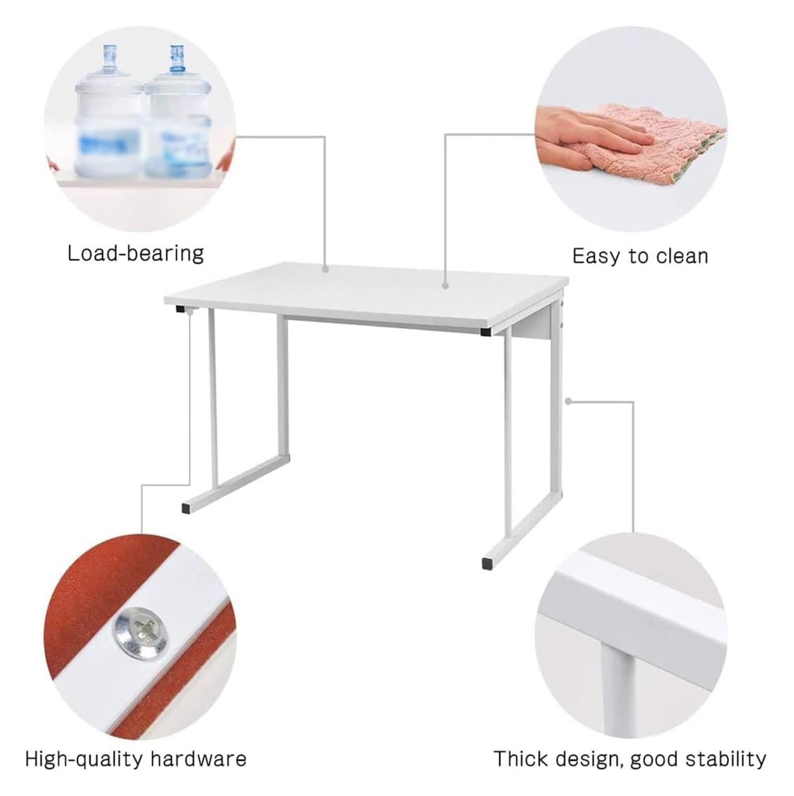 KanDuo Mikrowellen-Installationsständer, Halterungen for Ofengestelle, Küchen-Mikrowellen-/Ofengestell-Arbeitsplattenregal, 2-stufiges, multifunktionales Küchenaufbewahrungs-Erweiterungsregal(White)