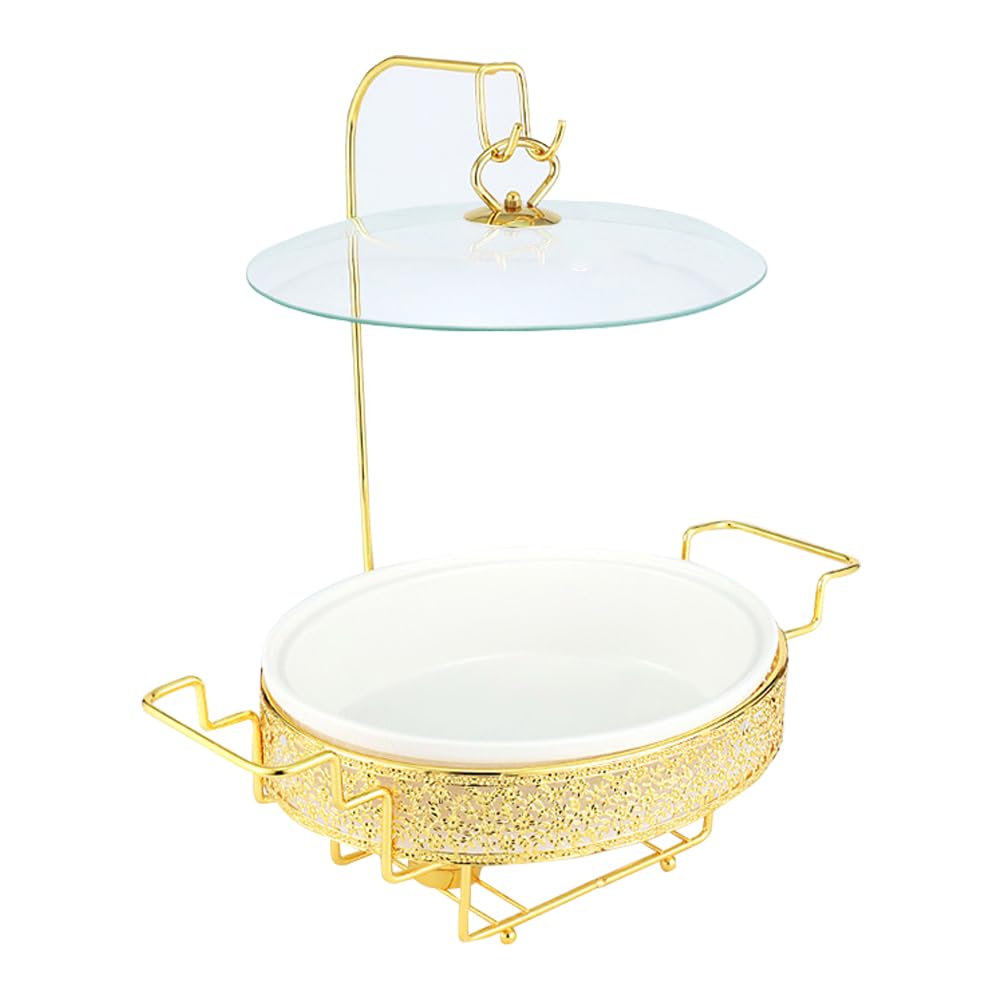 Yiustldd Gold Chafing Dish Buffet Set With Hanging Lid, Dining Table And Warmer Buffet Fryer Set For Entertaining & Catering,3.5L