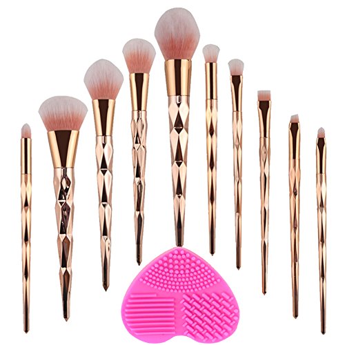 Rose Gold Makeup Brushes 10 Pcs Unicorn Brushes Makeup Set Eye Brush With Silky Soft Bristles For Bronzer Powder Concealer Foundation