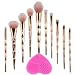 Makeup Brush Set Unicorn Makeup Brushes Kabuki Bronzer Powder Concealer Foundation Eyebrow Eyeliner Eyeshadow Blush BB Cream Tool With Silky Soft Bristles (10pcs, Rose Gold)