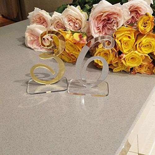 Elegant Mirror Acrylic Wedding Standing Table Numbers,Wedding Table Numbers Sign, Mirrored Wedding Table Decor (Gold, Number 1-20)