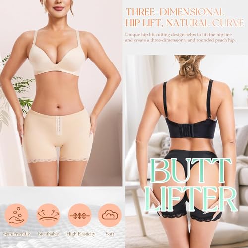 Image of Dulchany Butt Lifting Panties Booty Lifter Underwear for Women Adjustable Hip Enhancer Control Butt Lift Shapewear Shorts Beige