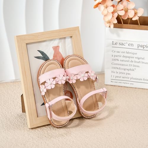 Image of Flaryzone Girls Sandals Open Toe Summer Flats Dress Sandals Shoes Toddler /Little Kid