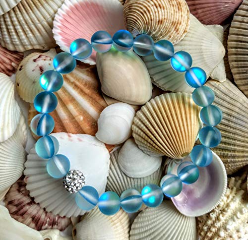 HOPE INSPIRED Mystic Mermaid Glass Bracelet with 8 mm Blue Moonstone Beads3