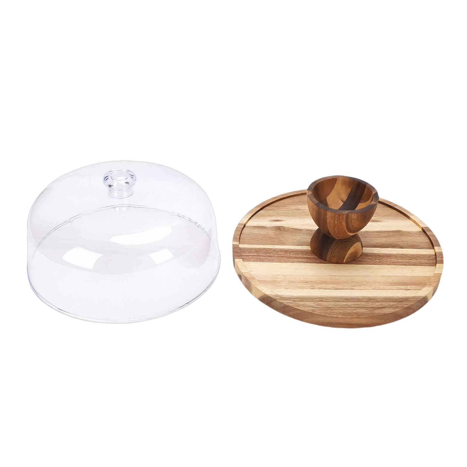 Alzata decorativa in legno per torte, con coperchio trasparente, per matrimoni, feste di compleanno, dessert, frutta, formaggio