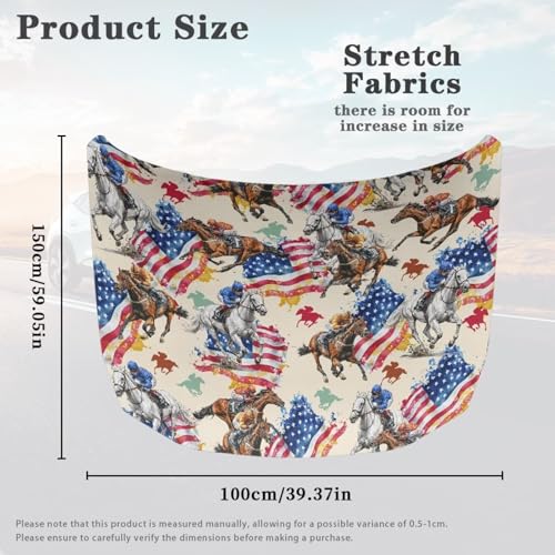 Image of Car Hood Cover Protector Stretchable Horse and American Flag Car Hood Wraps Auto Banner Auto Decorative Accessories for Compact Sedans SUV Trucks (59x39 Inch)