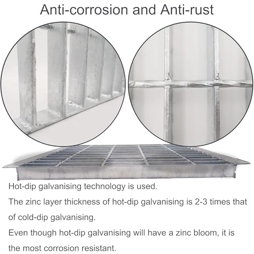 Image of Galvanized Steel Drain Grate with Lip, Channel Cover 18x18 in
