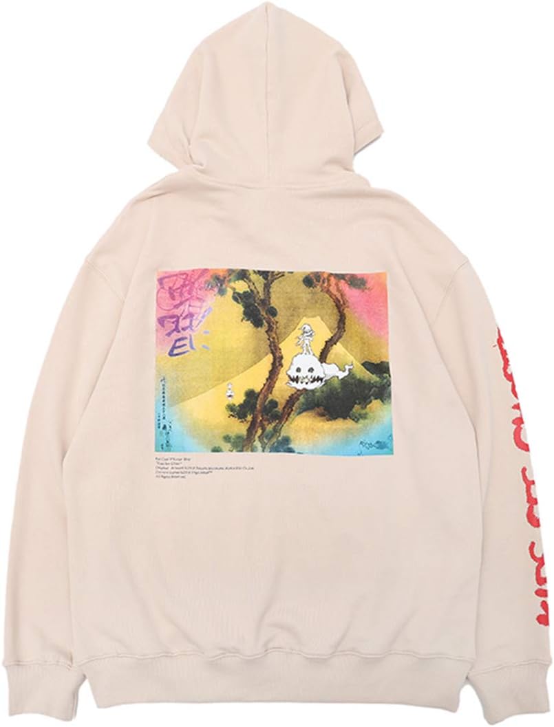 ArnodefranceMen Vintage Washed Graphic Hoodies Printing Graffiti Hoodie Cotton Warm Pullover