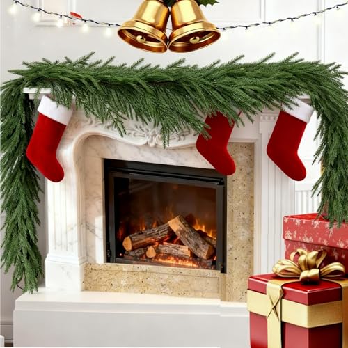Bullro 4 Pcs 6 Ft Christmas Norfolk Pine Garlands, Christma Greenery, Christmas Decor, Christma Garland Faux for Table, Mantle, Wall, Indoor, Outdoor Christma Decorations (4Pcs,6 FT)