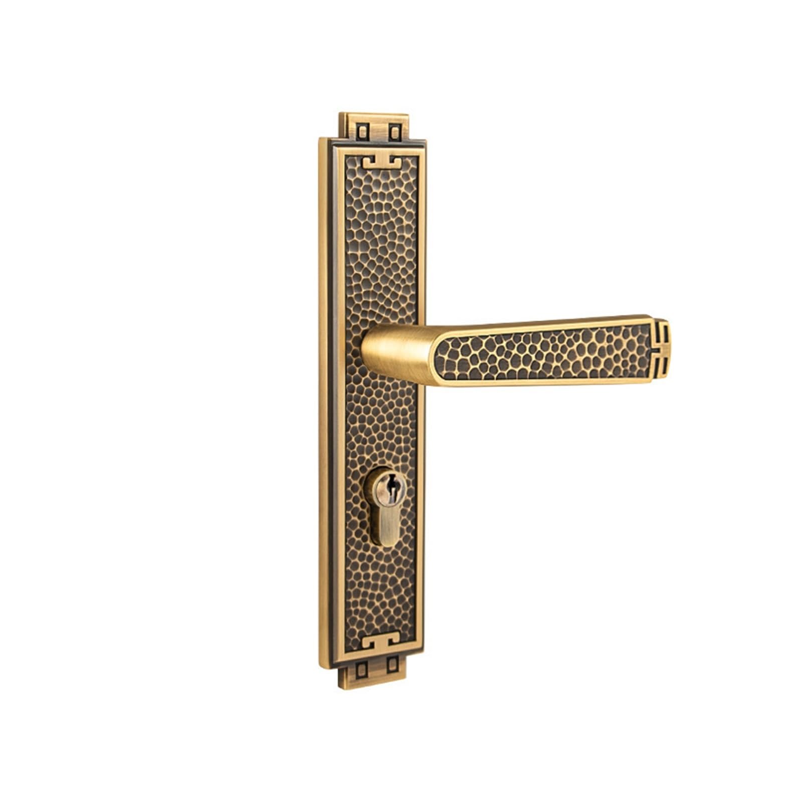 Serrure de porte de style européen en cuivre pur forgé à poignée solide