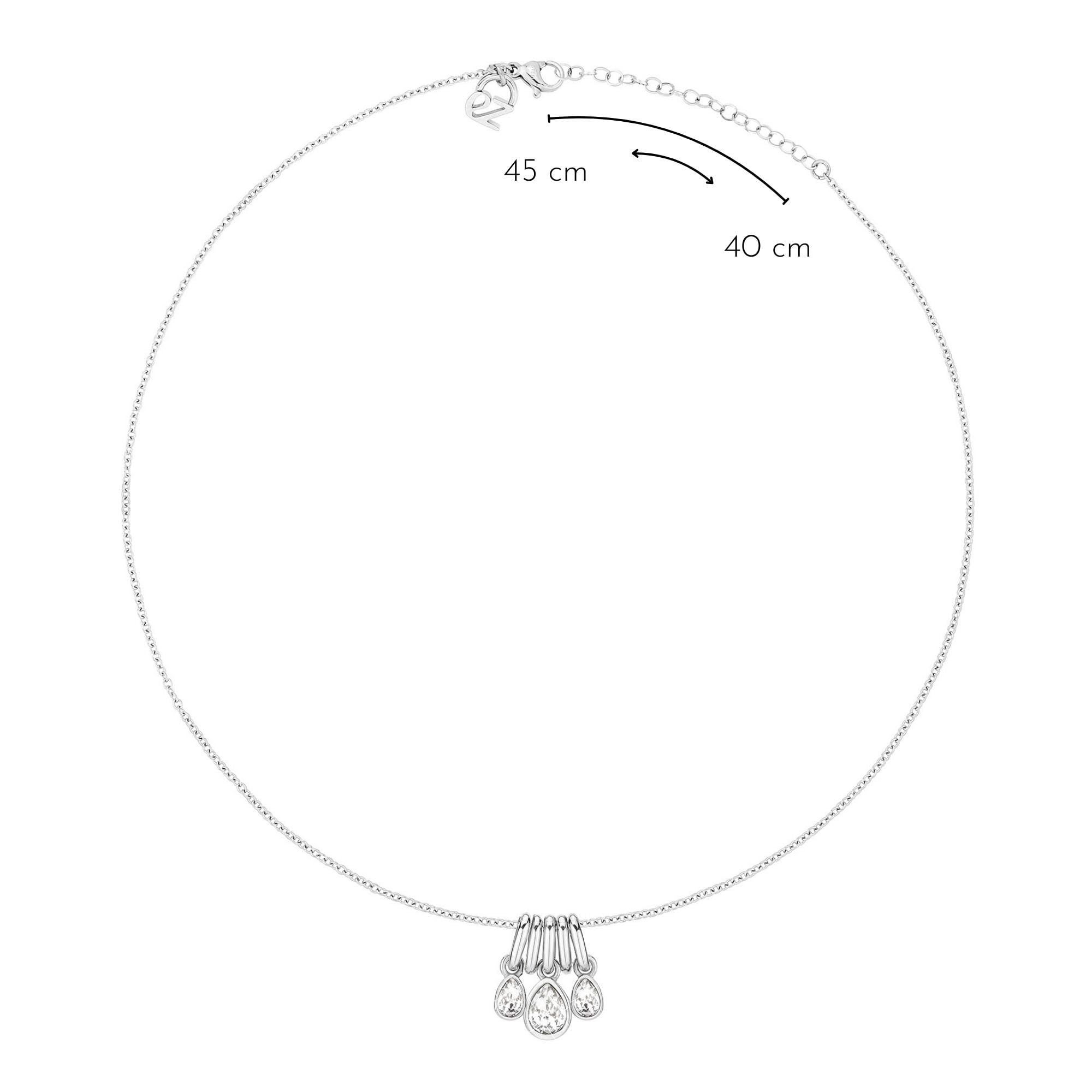 Echtzeit Collana da donna con ciondolo a goccia scintillante, gioiello versatile e intramontabile per indossare singoli, accessorio perfetto da donna, 45 cm, Acciaio inossidabile, Pietra di vetro