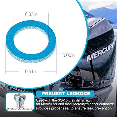 Image of Lower Unit Drain Plug Seal Gaskets for 3 /8 inch-16 Drain Fill Screws for 18-2945 Sierra Marine,98-102-09 SEI Marine,9-60101 /02 Mallory Marine,MR-103 OBR Red Rhino, Mercury Marine (24PCS)