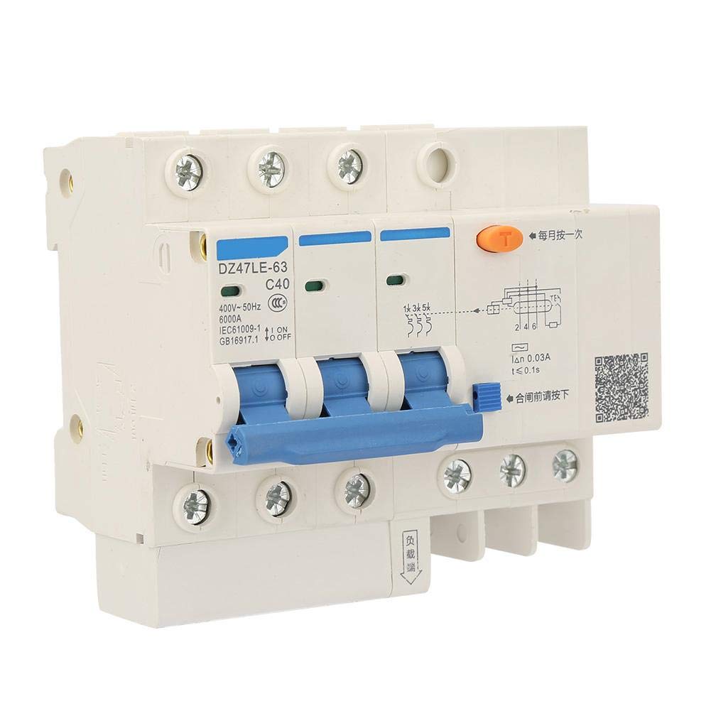 IEUMJNAT Circuit Leakage Protector, 400V/40A Residual Current Breaker, C40 for Building Lighting Commerce Household High-Rise