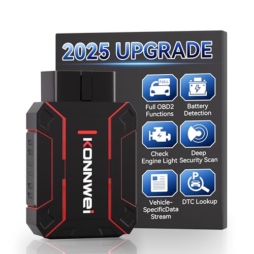 KONNWEI OBD2 Scanner Bluetooth, Full System Car Diagnostic Scanner Tool, Check Engine Code Reader, Voltage Test, I/M Readiness, Data Stream, AutoVIN, No Subscription & Exclusive APP for iOS & Android