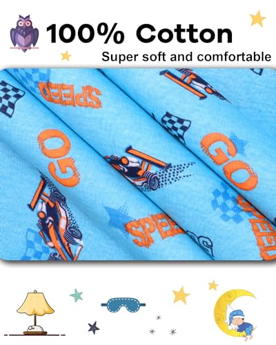 Image of DAUGHTER QUEEN Boys Pajamas 4 Pieces Long Set 100% Cotton Sleepwear Size 18 Months-12 Years