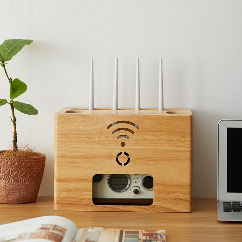 Organizator kablowy, router biurkowy, pudełko do przechowywania WiFi, bez dziurkowania, masywnego drewna, szafka na telewizor, blokowanie i przechowywanie Pudełko do zarządzania kablami do biurka,
