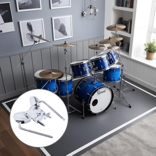 Soporte para tambor Tom doble, abrazadera de aleación de aluminio, electrochapado resistente al óxido, soporte para rack de batería, reemplazo ideal para set de batería miniatura 3