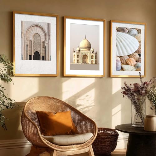 Image of HOTHOUSE Decorative Modern Wall Art Print With Frame Abstract Paintings For Living Room Bed Room Hotel Wall Decor Digital Reprint Set of 3 (10X13 inch)
