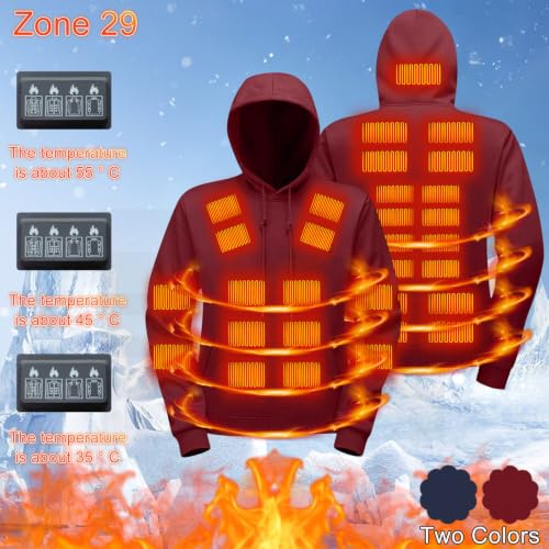 Heated Sweatshirt for Men 31 Heating Zones 4-zone Control Pullover Wine - image 4