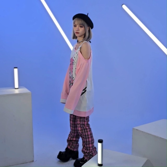 MAD PUNKS 肩出し スカルプリント カットソーワンピース パンク MAD PUNKS 肩出し スカルプリント カットソーワンピース パンク