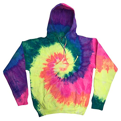 Colortone - Sudadera con capucha teñida Modelo Rainbow Tie Dye Unisex (Extra Grande (XL)/Arcoiris)