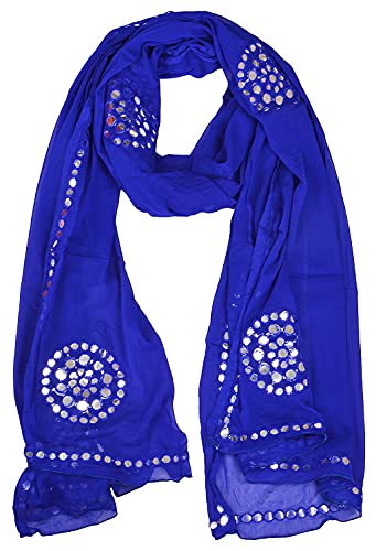 Image of YOUTHQUAKE Plastic Mirror Work Embroidered Chiffon Dupatta for Women & Girls