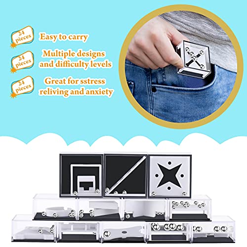 Meetai 24 Piece Mini Puzzle Box Balance Iq Maze Game Puzzle Balance Game Box Casual Intelligence Ball Maze Game Challenge Cube Puzzle Brain Teaser Puzzle Cube For Teen And Adult #TOP2