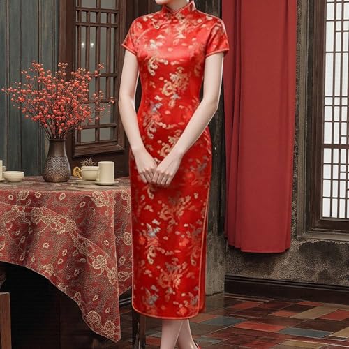 Robe d'hiver rétro Cheongsam 2026 chic : vêtement de soirée imprimé - 3