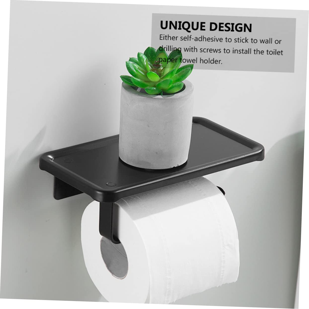 POPETPOP 2 Piezas Portarrollos Sin Perforaciones Soporte De Papel Higiénico Soportes De Papel Higiénico Bandeja De Almacenamiento Sujetador De Papel Suministros De Baño Titular Negro