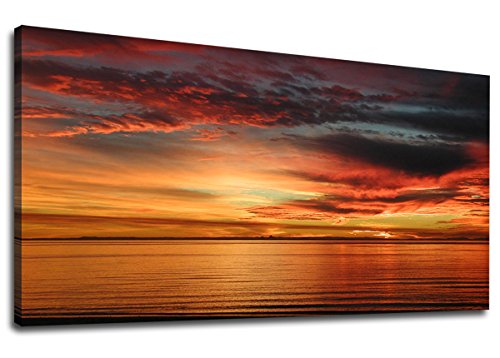 yearainn canvas wall art peaceful sunset ocean beach panoramic fall sea scenery painting long canvas artwork contemporary nature picture for home office wall decor 20 x 40 wantitall yearainn canvas wall art peaceful
