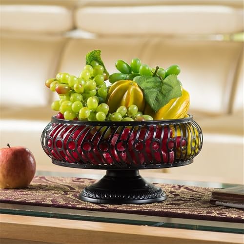 Cesta de frutas frutero de metal negro con base elevada para aperitivos dulces 6