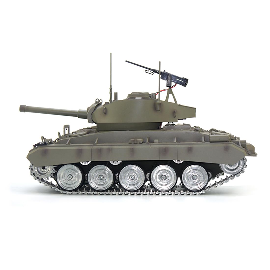 Model czołgu US M24 RC w skali 1/16, model czołgu głównego 2,4 G z dźwiękiem i światłami oraz bitwą na podczerwień, model pojazdu wojskowego dla dorosłych (metalowa ulepszona wersja)
