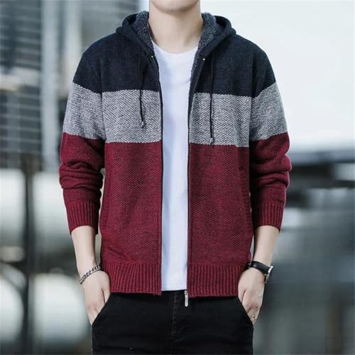 Men's Knitted O-Neck Patchwork Zipper Cardigan Casual Long Sleeve Sweaters2